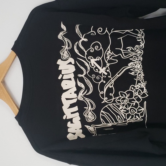 Good American New Womens Size 2 Black Sagittarius Zodiac Boyfriend Sweatshirt - Picture 8 of 9